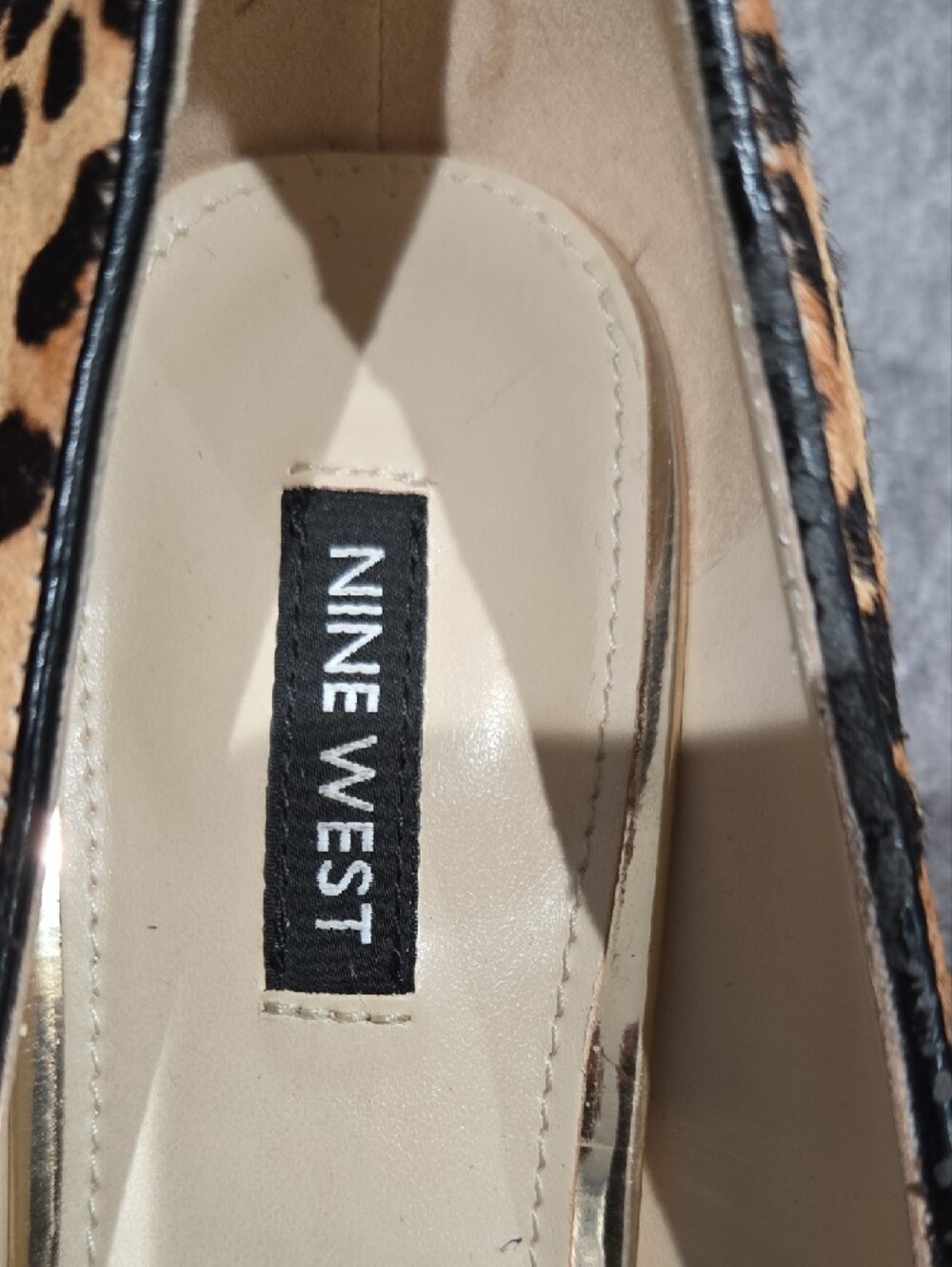 Nine West Leopard Spot Pointed Pumps - Tan & Black - Picture 2 of 9